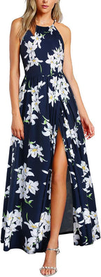 Valentina Robe Maxi Florale pour Femme – Robe Élégante Dos Nu d'Été pour la Plage