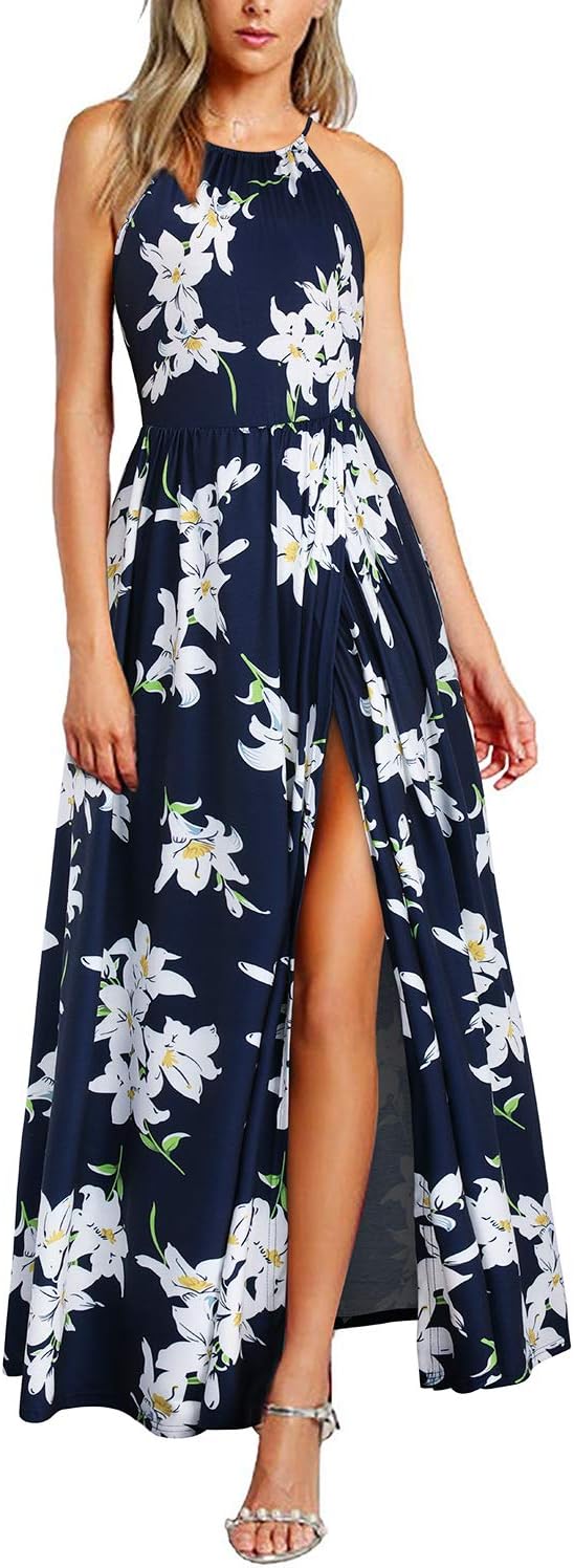 Valentina Robe Maxi Florale pour Femme – Robe Élégante Dos Nu d'Été pour la Plage