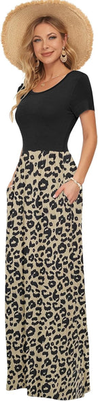 Sofia Vestito Maxi Donna – Abito Lungo Casual con Tasche e Vita Elasticizzata