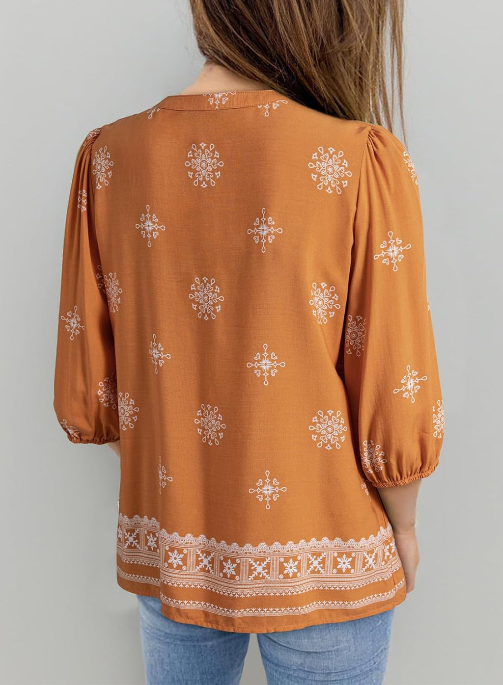 Serena Blouse Femme – Floral Bohème, Col en V, Peplum Babydoll, Chic Décontracté