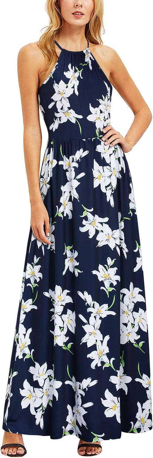 Valentina Robe Maxi Florale pour Femme – Robe Élégante Dos Nu d'Été pour la Plage