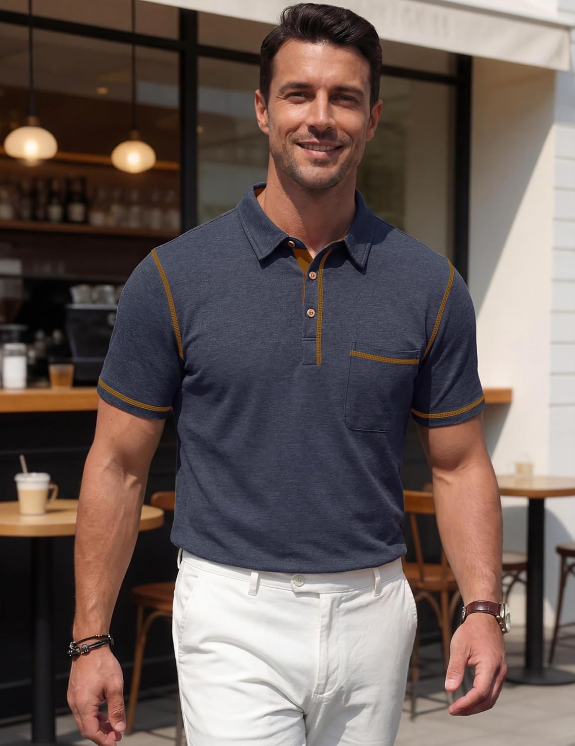 Andrea Polo para Hombre con Bolsillo – Polo Casual Elegante en Algodón Ligero