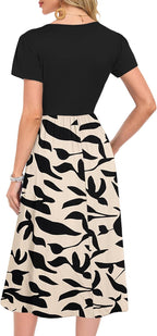Sophie Abito Estivo Donna – Vestito Midi A-Line con Maniche Corte e Tasche