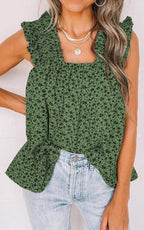 Bianca Canotta Donna – Top Floreale Boho, Spalline Arricciate, Senza Maniche