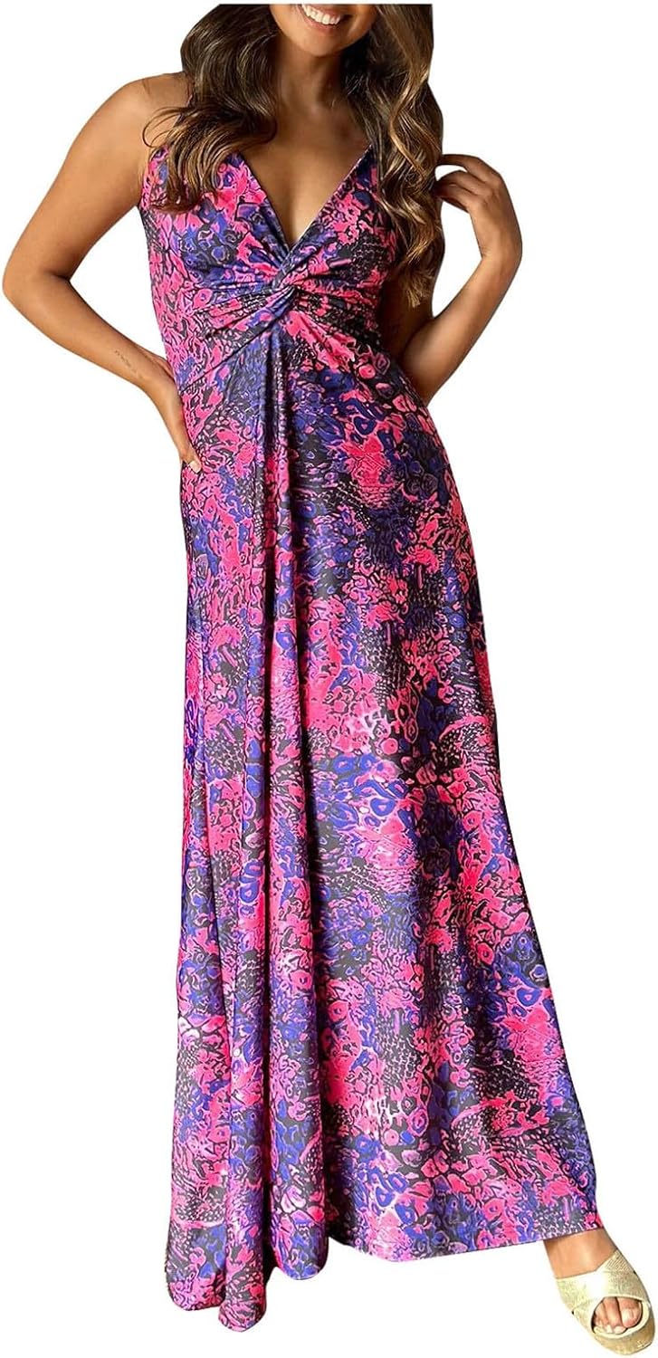 Giulia Robe Femme – Robe d'Été Mini, Col V, Décontractée Florale Plage