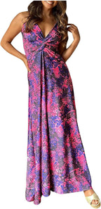 Giulia Robe Femme – Robe d'Été Mini, Col V, Décontractée Florale Plage