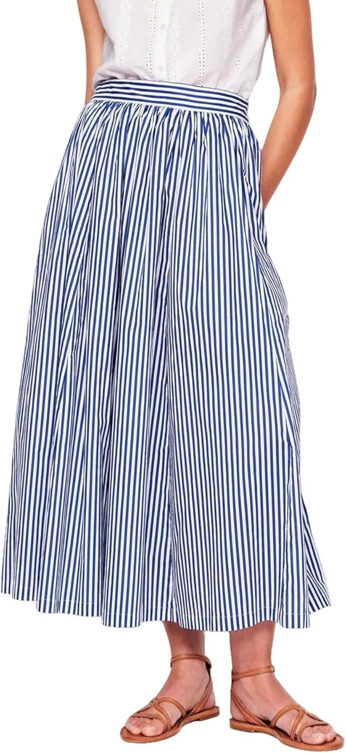 Gonna Marina Donna – Gonna Lunga a Righe Stile Navy con Tasche