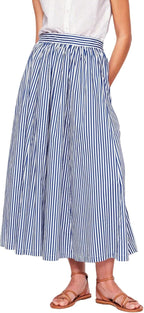 Gonna Marina Donna – Gonna Lunga a Righe Stile Navy con Tasche