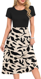 Sophie Abito Estivo Donna – Vestito Midi A-Line con Maniche Corte e Tasche