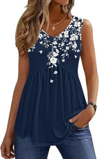 Valeria Camiseta Mujer – Escote en V, Fruncidos Laterales, Túnica Casual Elegante