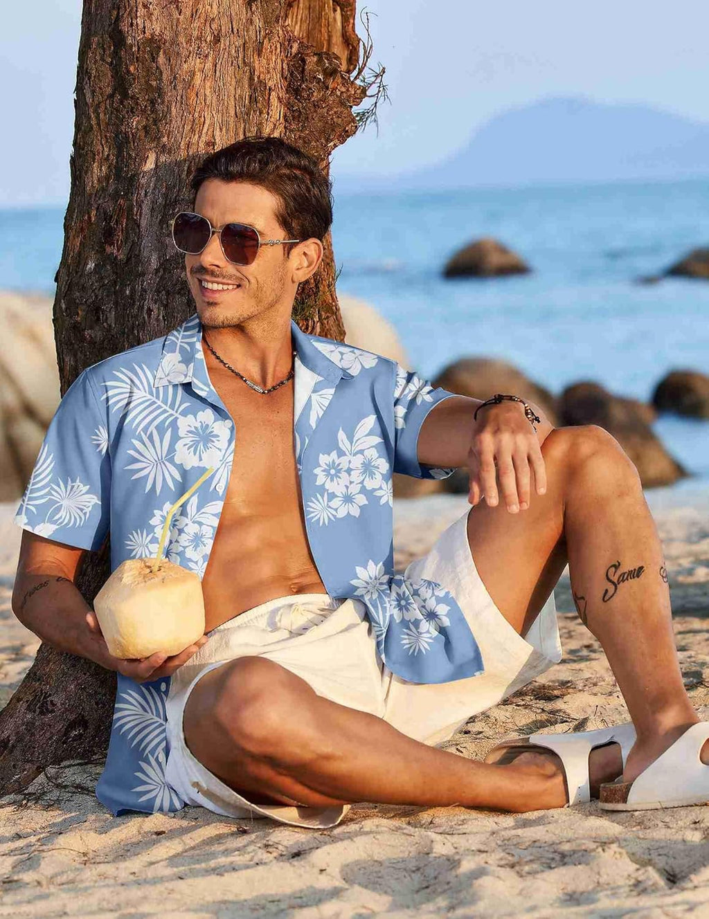 Chemise hawaïenne pour homme Randy – Chemise tropicale d'été avec imprimé floral