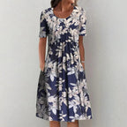 Elena Robe Femme – Robe d'été Mini Bohème, Florale, Poches, Décontractée Plage