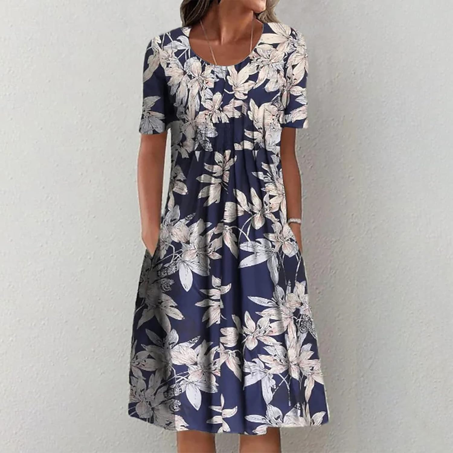 Elena Robe Femme – Robe d'été Mini Bohème, Florale, Poches, Décontractée Plage