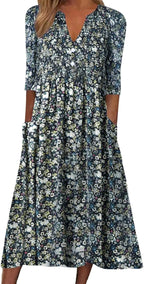 Bianca Robe Bohème d'Été pour Femme – Robe Mini Florale avec Col en V Élégant
