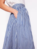 Gonna Marina Donna – Gonna Lunga a Righe Stile Navy con Tasche