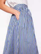 Gonna Marina Donna – Gonna Lunga a Righe Stile Navy con Tasche