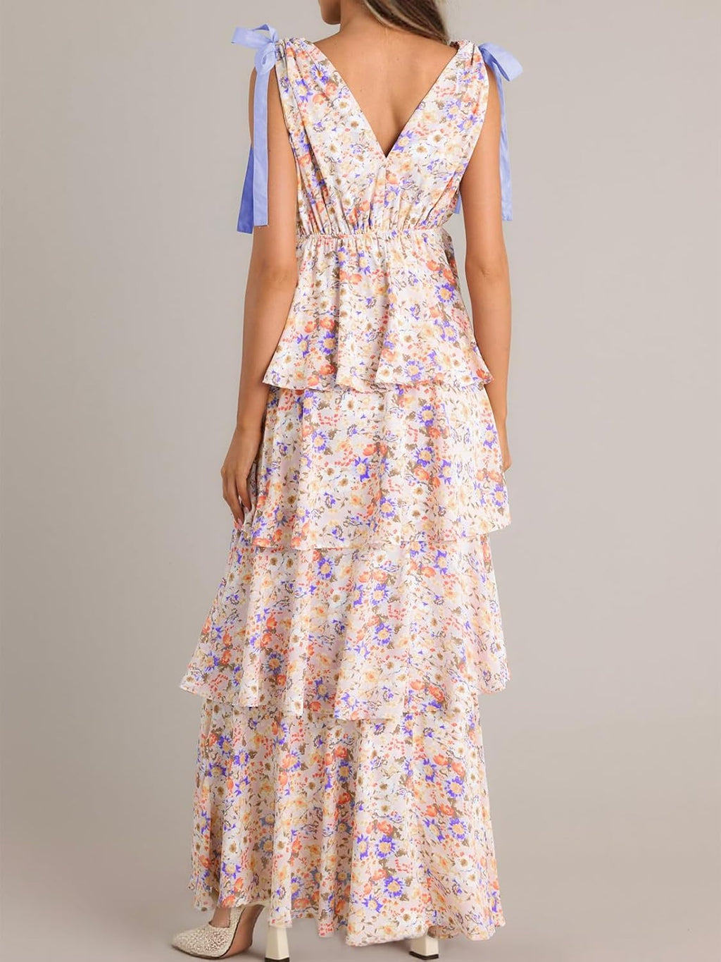 Vestido Maxi Floral Alessia para Mujer – Tirantes Ajustables, Escote en V, Abertura Boho