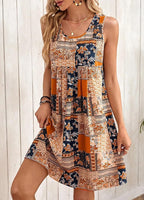 Luna Vestido Boho Estival para Mujer – Vestido Floral Sin Mangas Casual para Playa