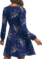 Robe Femme Sofia Florale – Col V Croisé, Manches Longues, Ligne A Élégante