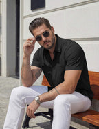 Camisa elástica de hombre Joseph – Camisa de verano de manga corta con bolsillo