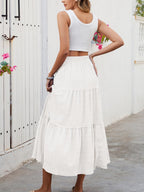 Giulia Falda Maxi para Mujer con Volantes – Falda Larga Elegante con Bolsillos y Cintura Elástica