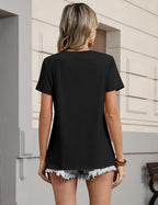 Giada Maglia Mujer Básica – Camiseta de Cuello Redondo, Mangas Cortas, Top Casual Elástico