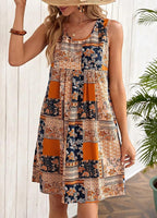 Luna Vestido Boho Estival para Mujer – Vestido Floral Sin Mangas Casual para Playa
