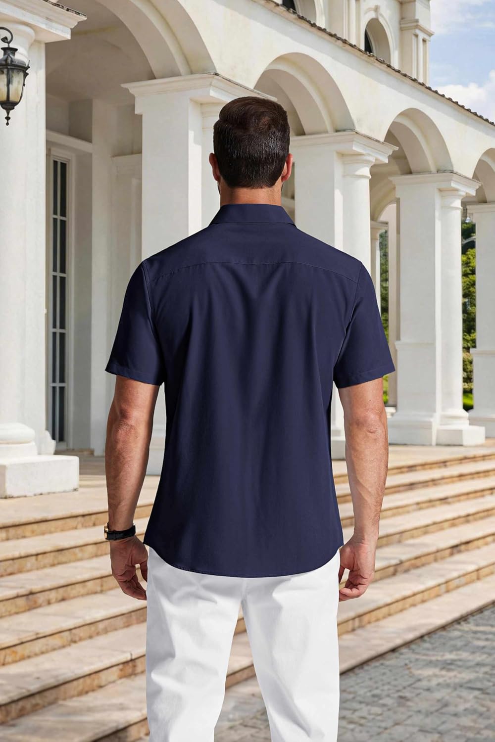 Chemise homme Andrew sans repassage – chemise décontractée élégante à manches courtes avec poche poitrine