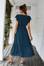 Valentina Robe Bohème pour Femme – Robe Maxi Fleurie avec Col en V et Ceinture