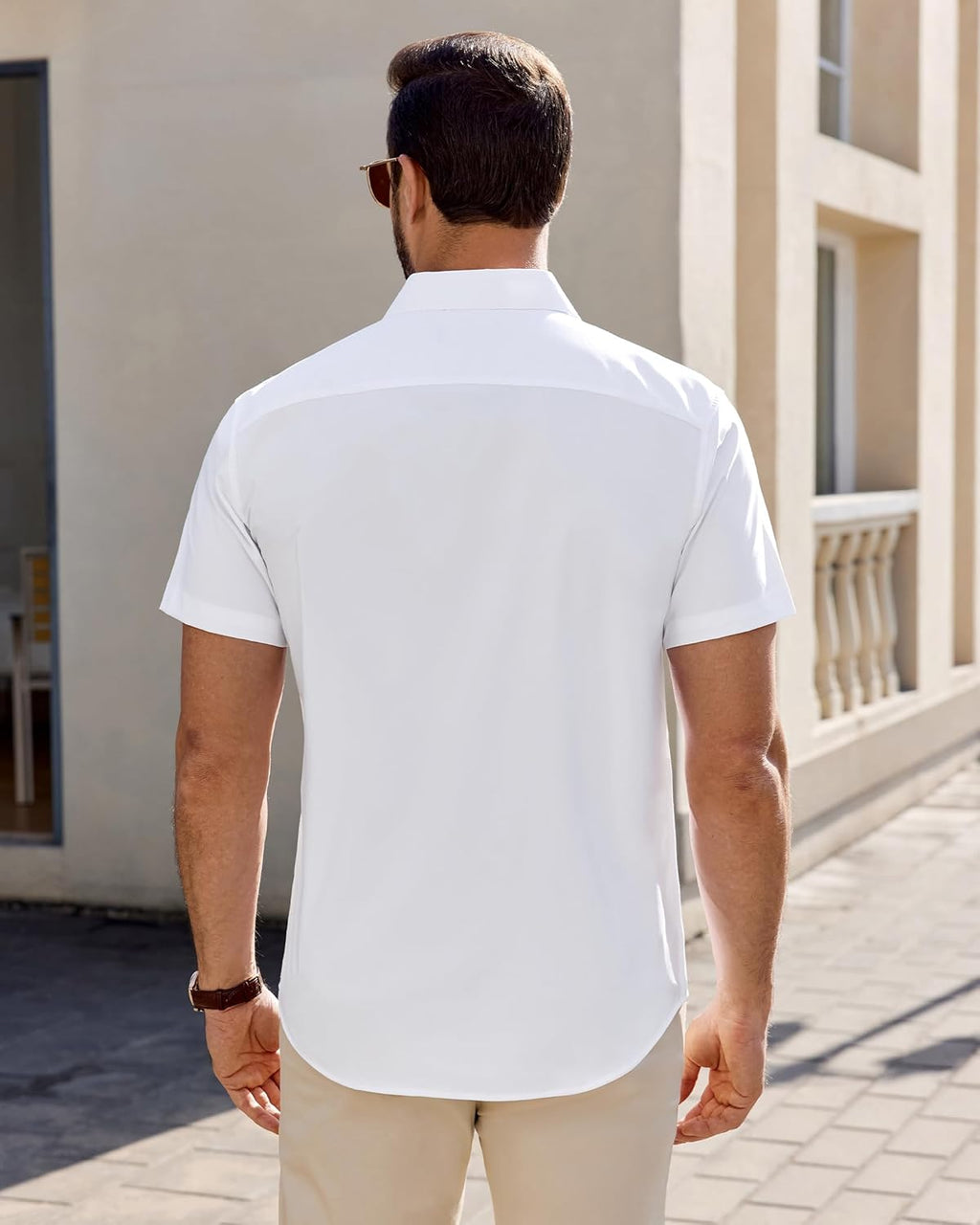 Juancho Chemise élégante pour homme – Chemise business extensible anti-taches à manches courtes