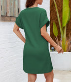 Giulia Robe d'été élégante pour femme – Robe avec col en V et boutons décoratifs