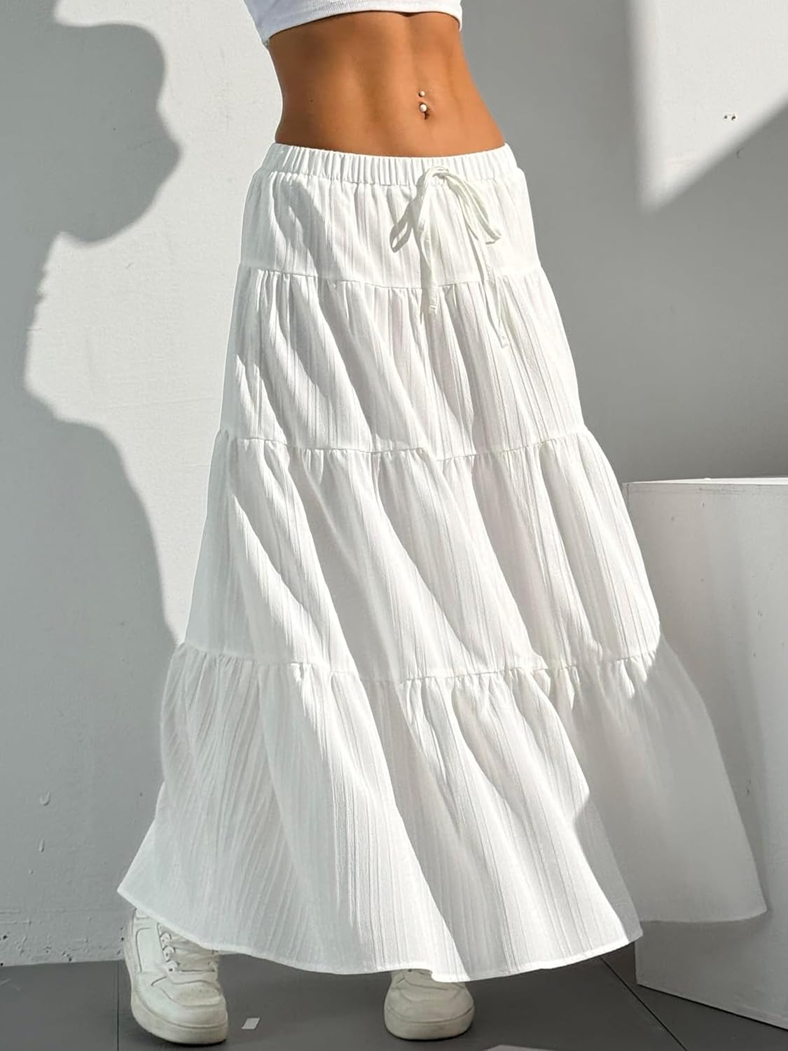Falda larga maxi bohemia Isabella Gonna Donna – Falda larga con volantes y cintura elástica