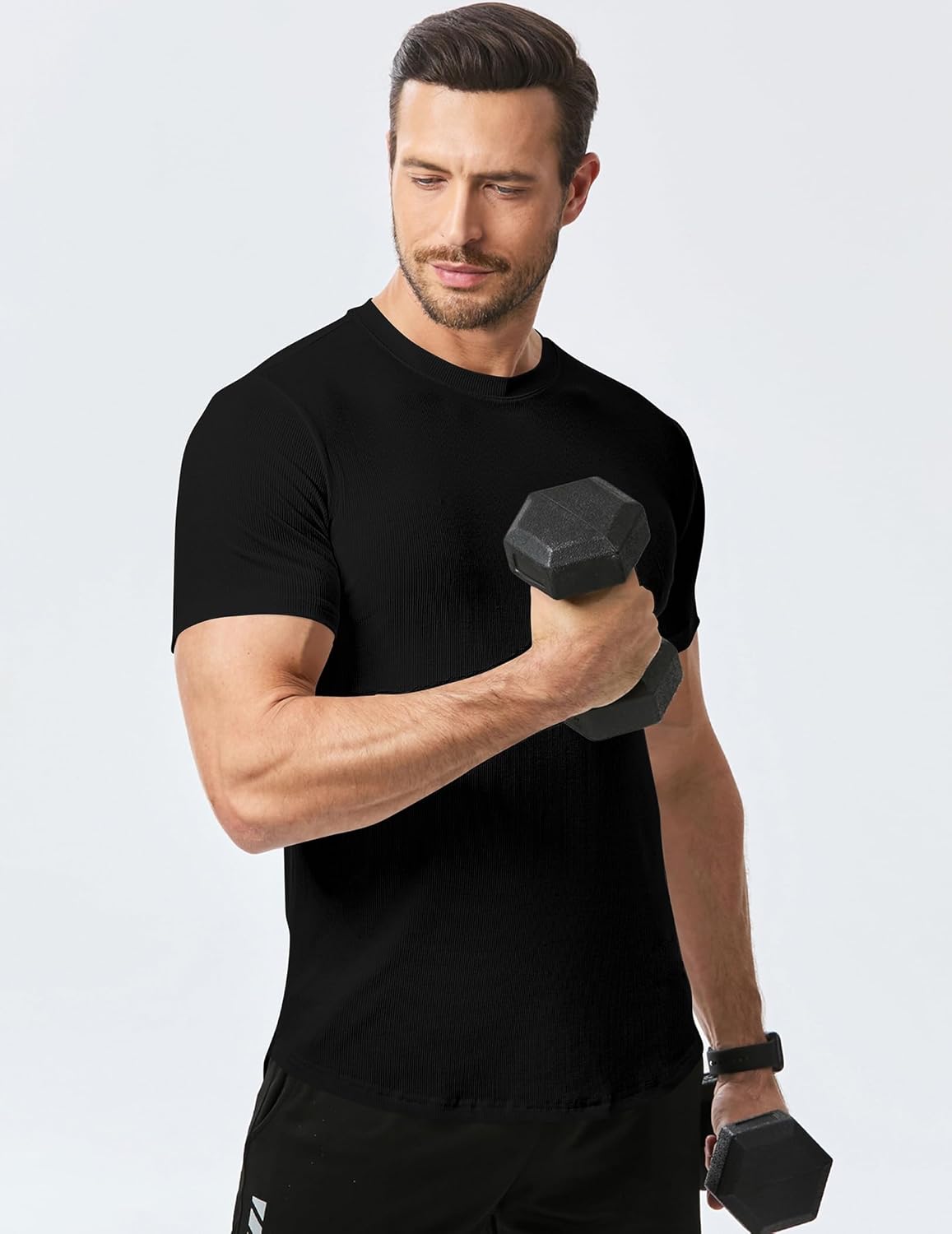 T-shirt slim fit Luca pour homme – T-shirt sportif extensible à manches courtes