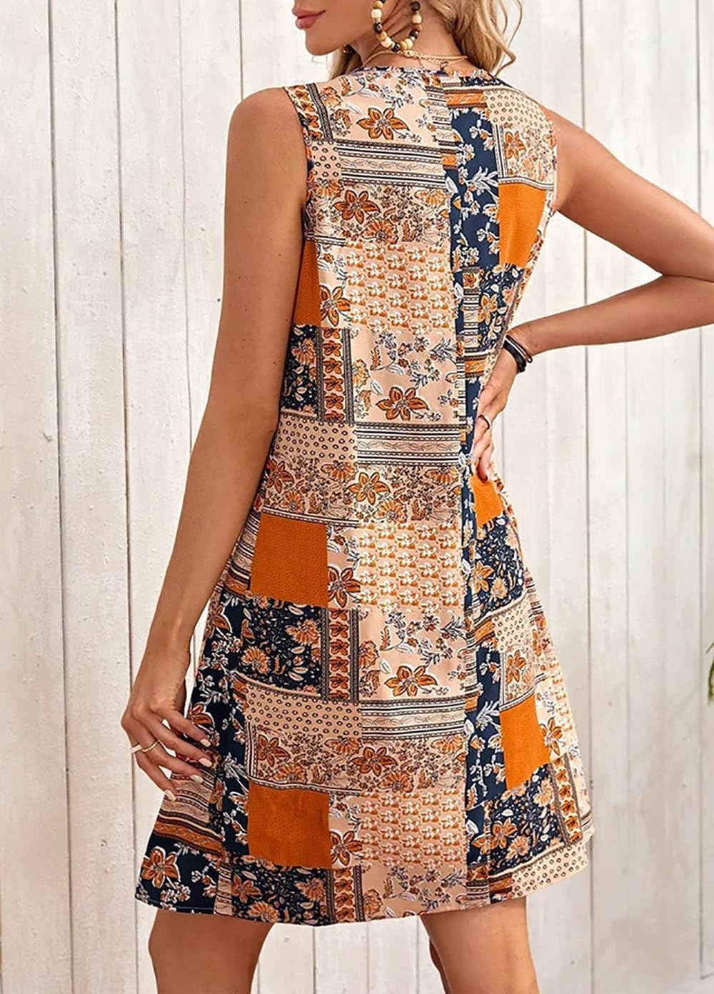 Luna Vestido Boho Estival para Mujer – Vestido Floral Sin Mangas Casual para Playa