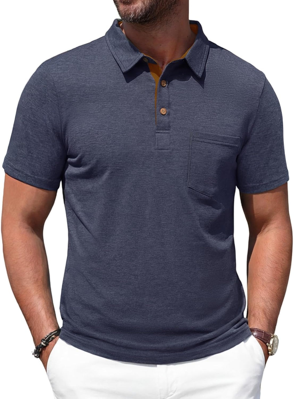 Polo Lorenzo para hombre con bolsillo – Polo casual elegante de manga corta