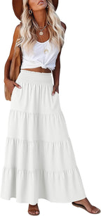 Valentina Jupe Maxi Femme Bohème – Jupe Longue Fluide Taille Haute avec Poches