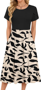 Sophie Abito Estivo Donna – Vestito Midi A-Line con Maniche Corte e Tasche