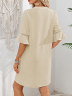 Sydney Vestido Mujer – Vestido Corto Escote en V, Mangas Campana, Bolsillos Casual