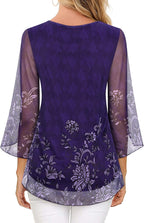 Giada Blouse Femme – Col Carré, Manches 3/4 Volants, Tunique Chiffon Élégante