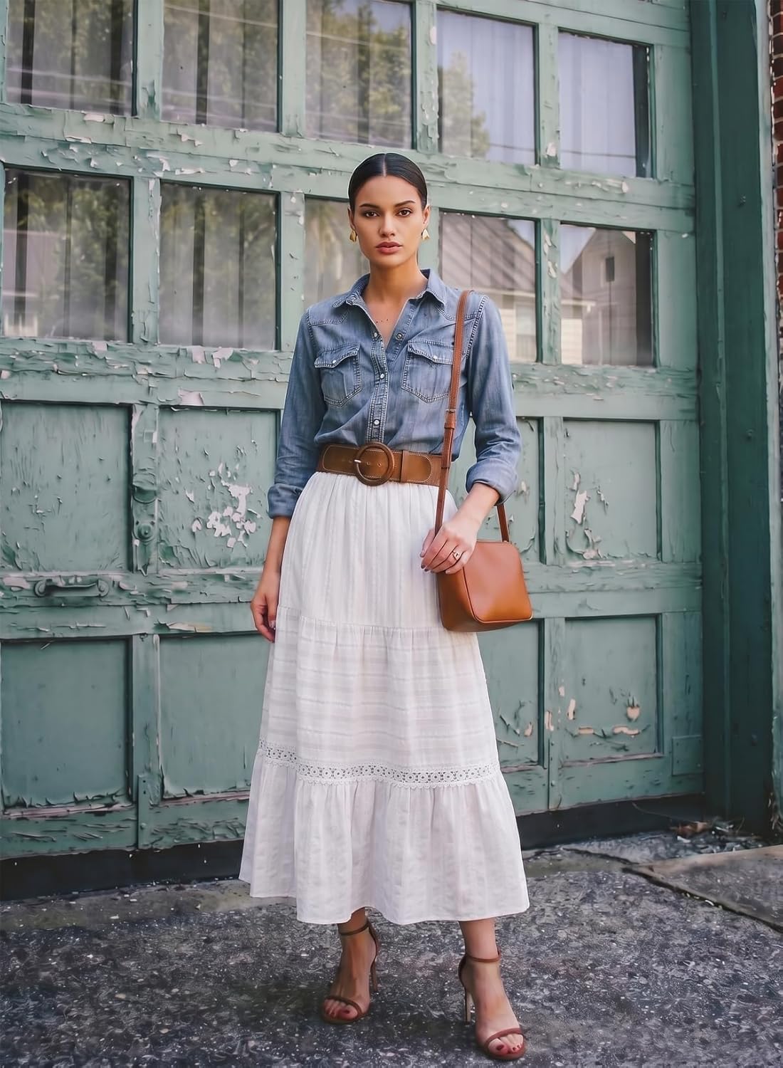 Breilla Jupe Maxi Femme Bohème – Jupe Longue en Coton avec Détails en Dentelle Crochet