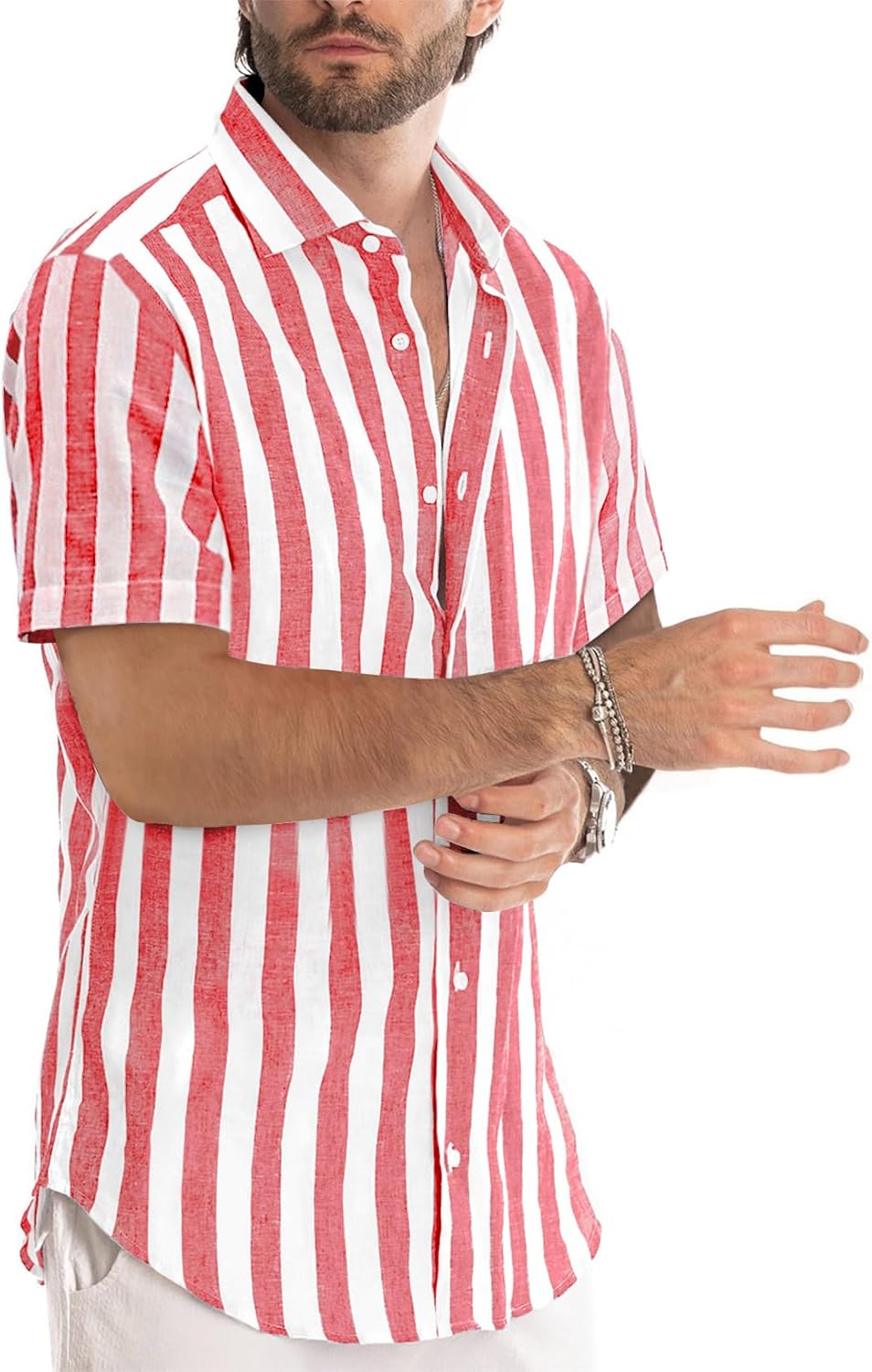 Chemise à rayures pour homme Luca – Chemise d'été décontractée à manches courtes