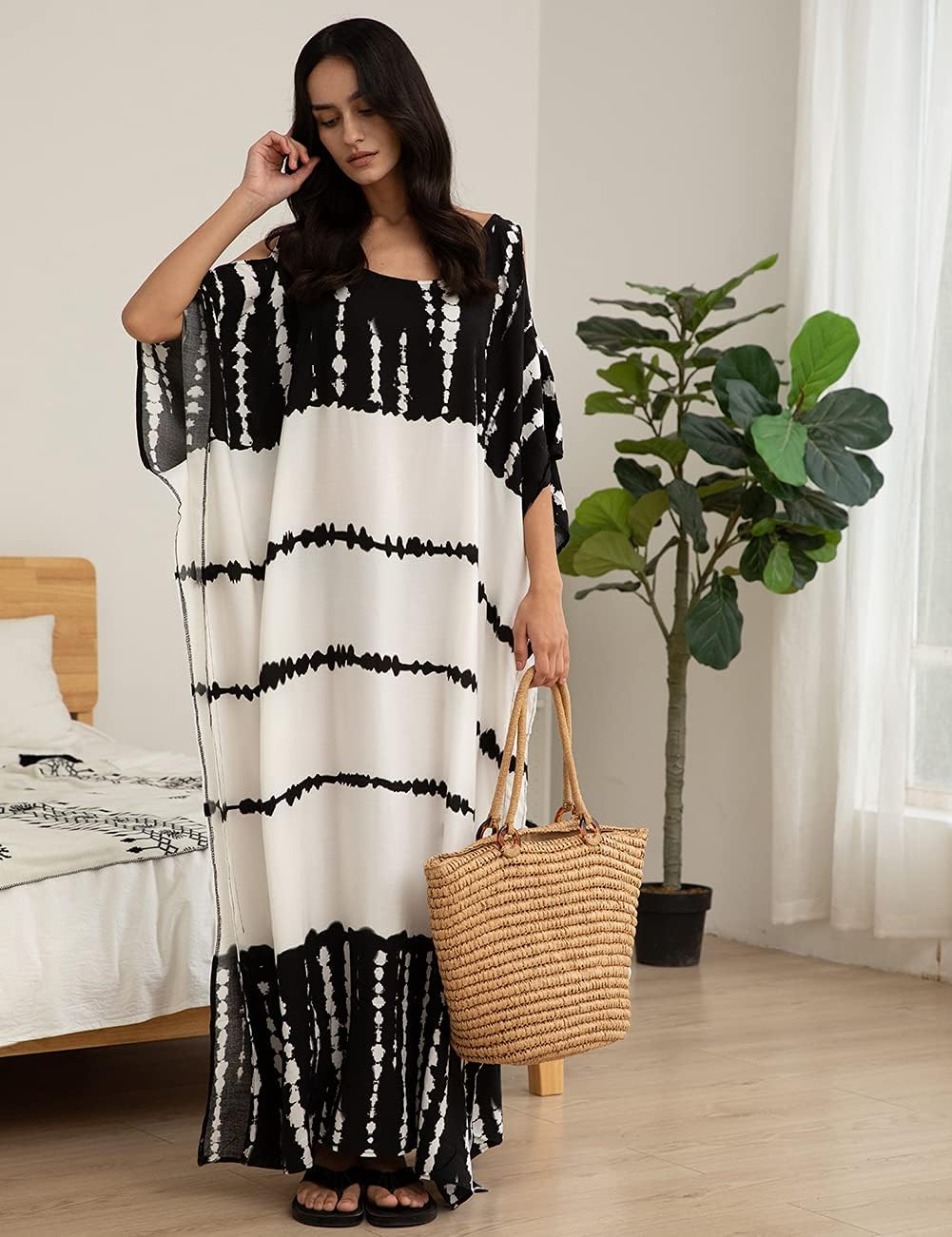 Layla Caftan de Plage Femme – Robe Caftan Longue Bohème Oversize d'Été