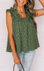 Bianca Canotta Donna – Top Floreale Boho, Spalline Arricciate, Senza Maniche