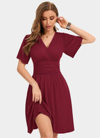 Aileen Abito Estivo Femme – Robe avec Col en V, Manches à Volants et Poches