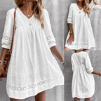 Clara Robe Midi d'Été pour Femme – Robe Élégante en Lin avec Plis Casual Chic