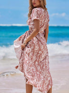 Valeria Robe Femme Maxi Florale – Enveloppante Col V, Fente Élégante d'Été
