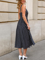 Sophia Robe Maxi à Pois pour Femme – Robe Élégante Sans Manches avec Taille Froncée