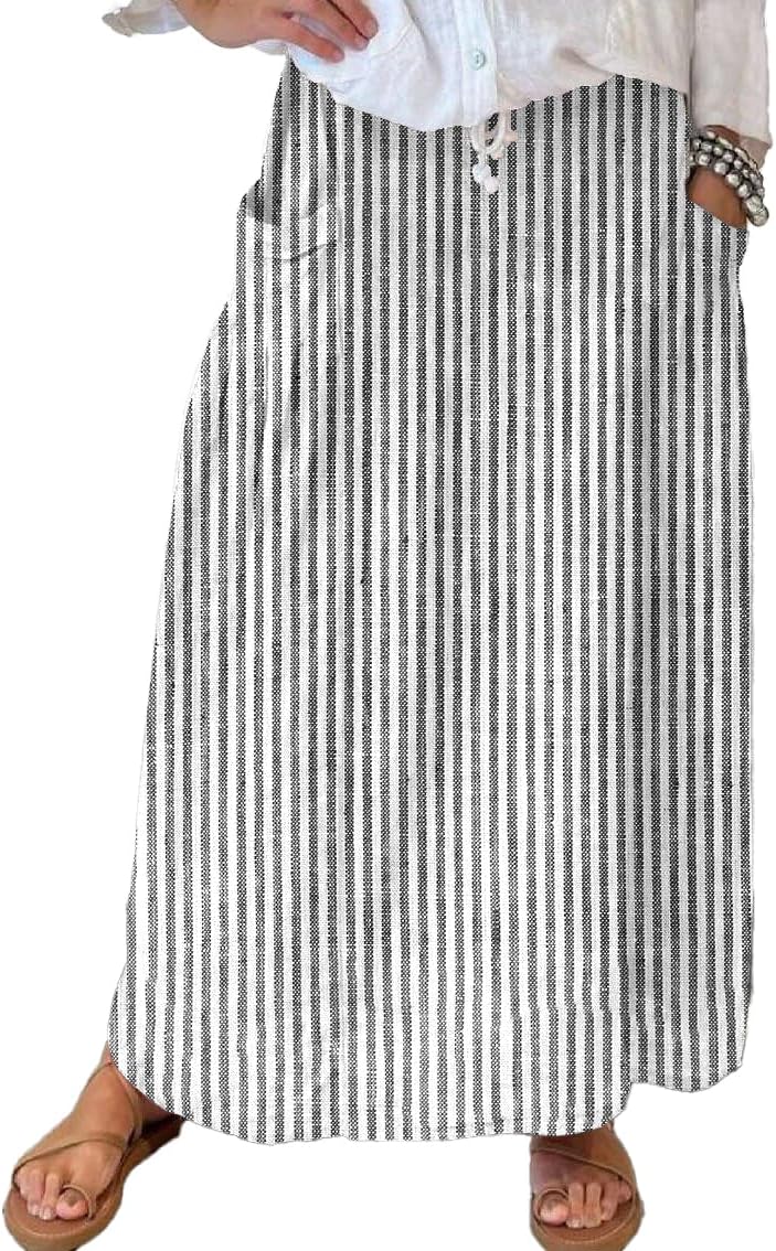 Jupe longue Lorry Gonna Maxi Donna – Jupe longue en coton avec motif rayé ou floral