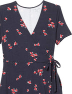 Tabitha Robe Femme Portefeuille à Pois – Robe Courte Col V, Jersey Élastique Élégant