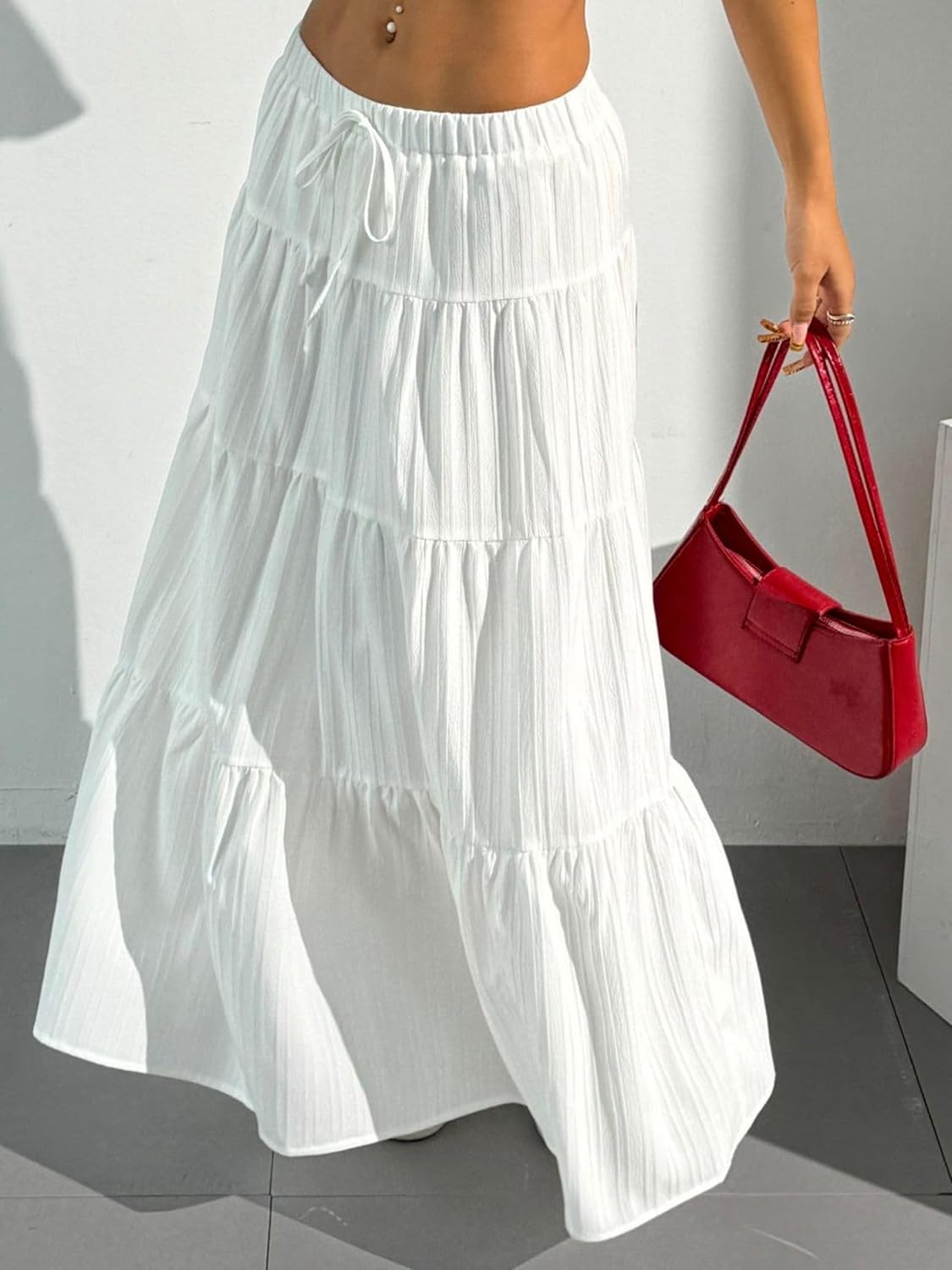 Falda larga maxi bohemia Isabella Gonna Donna – Falda larga con volantes y cintura elástica